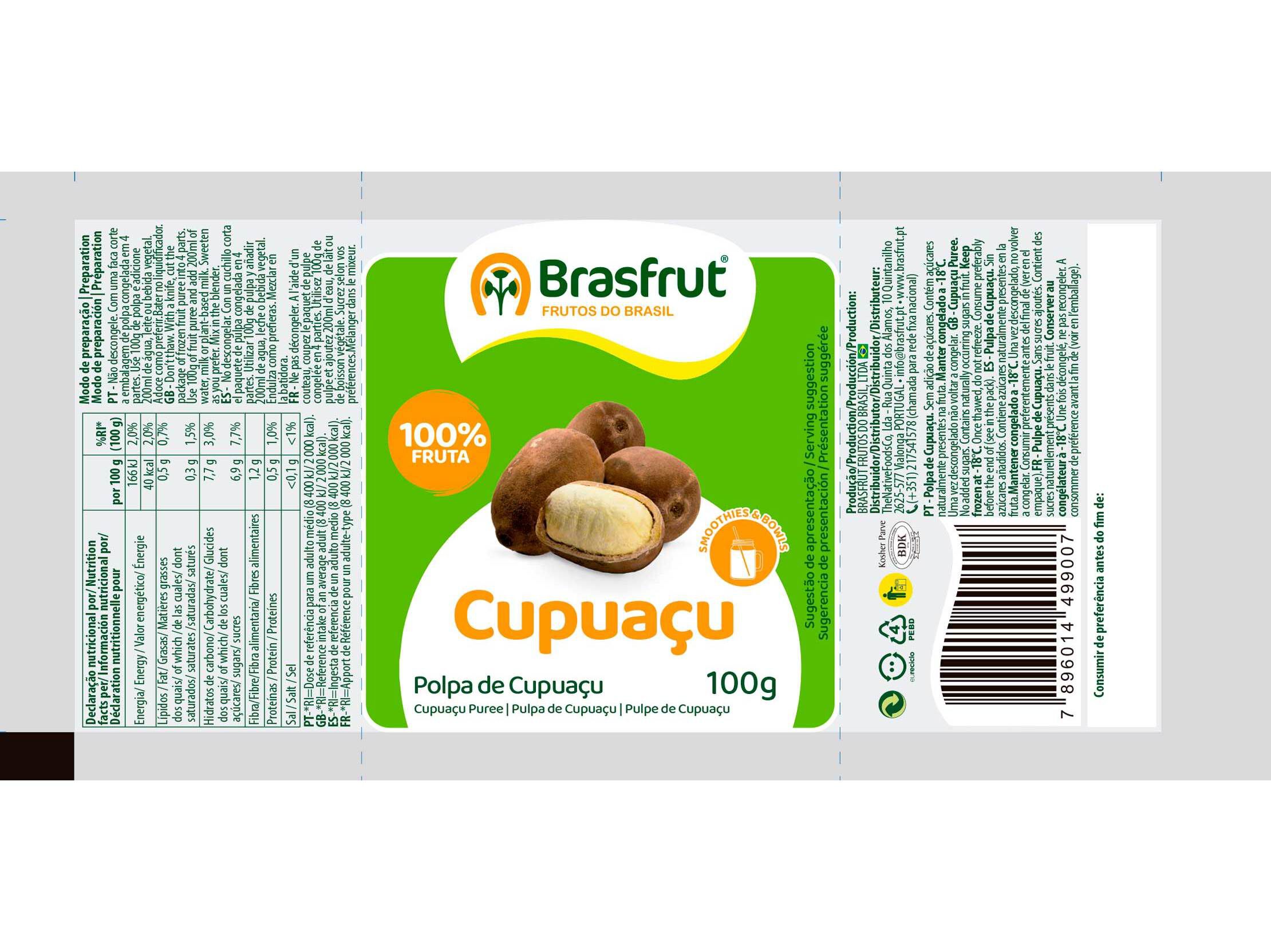 POLPA BRASFRUT DE FRUTA CUPUA&Ccedil;U 100G image number 1