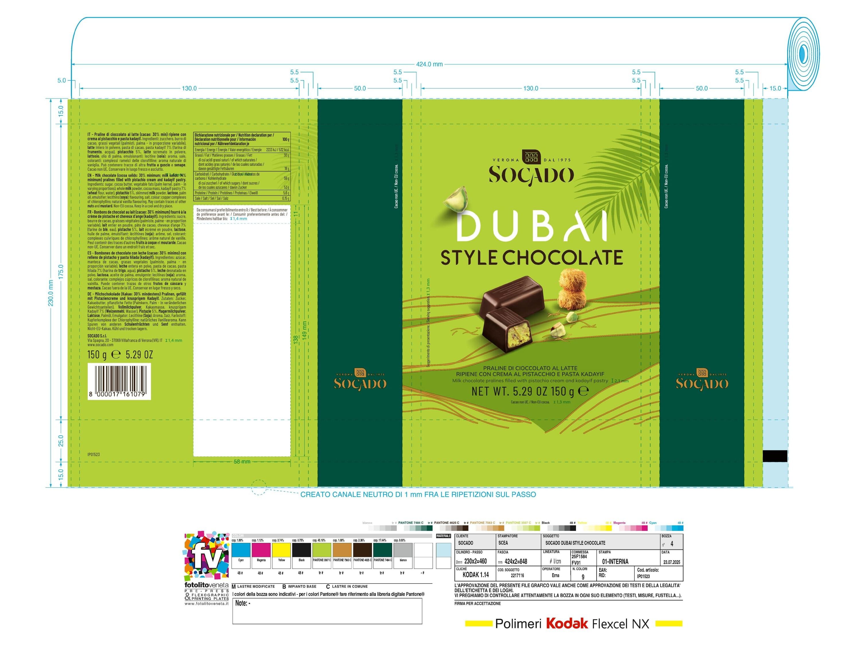 CHOCOLATE PRALINES SOCADO DUBAI STYLE CHOCOLATE 150G image number 1