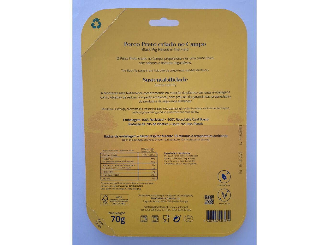 PRESUNTO DE PORCO PRETO MONTARAZ 70G image number 1