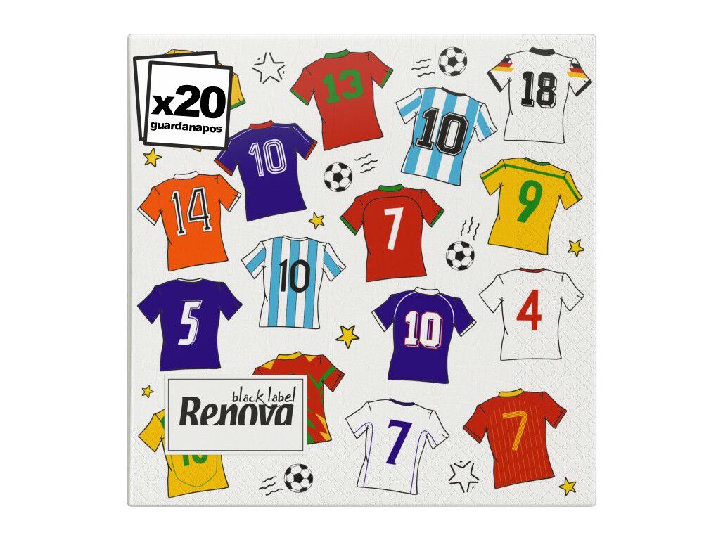 GUARDANAPOS PAPEL RENOVA MUNDIAL FUTEBOL 20 UNIDADES