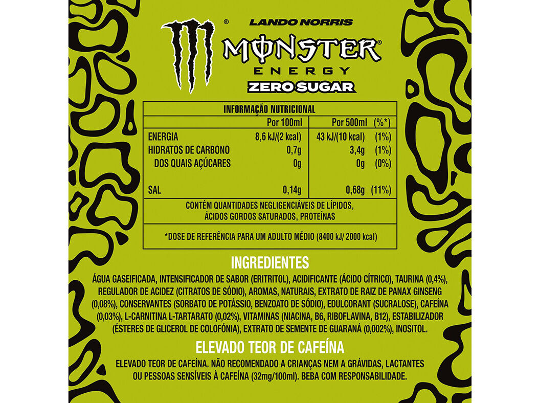 BEBIDA ENERG&Eacute;TICA MONSTER LANDO NORRIS ZERO 0.5L (SDR) image number 1