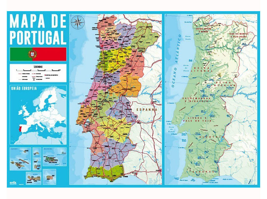 BASE DE SECRET&Aacute;RIA MAPA PORTUGAL PLASTIFICADA 35X50CM