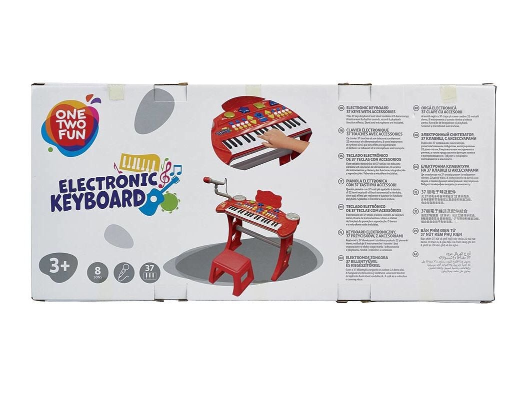 TECLADO DE 37 TECLAS COM BANCO ONE TWO FUN VERMELHO image number 2