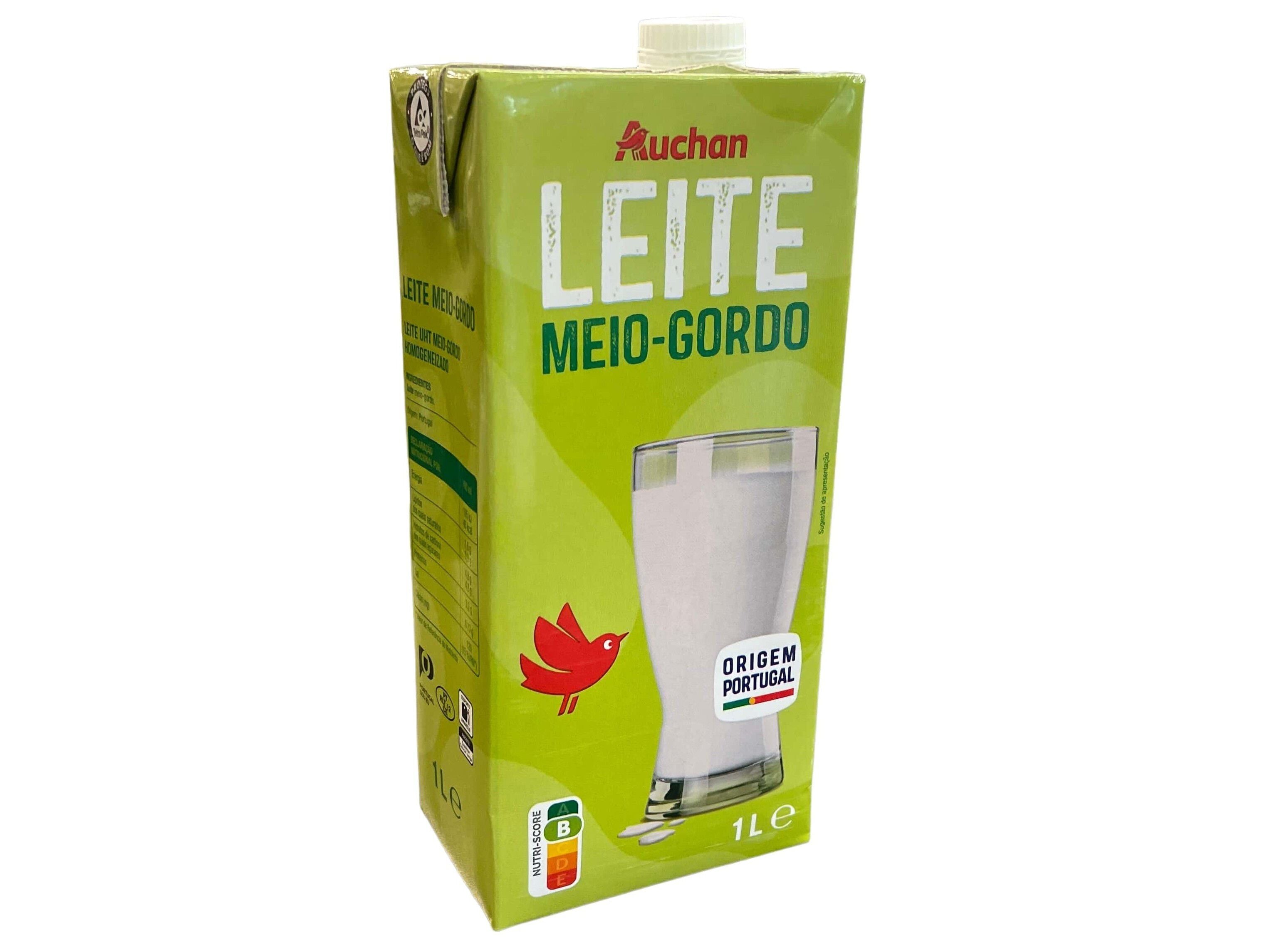 LEITE UHT AUCHAN MEIO GORDO 1L