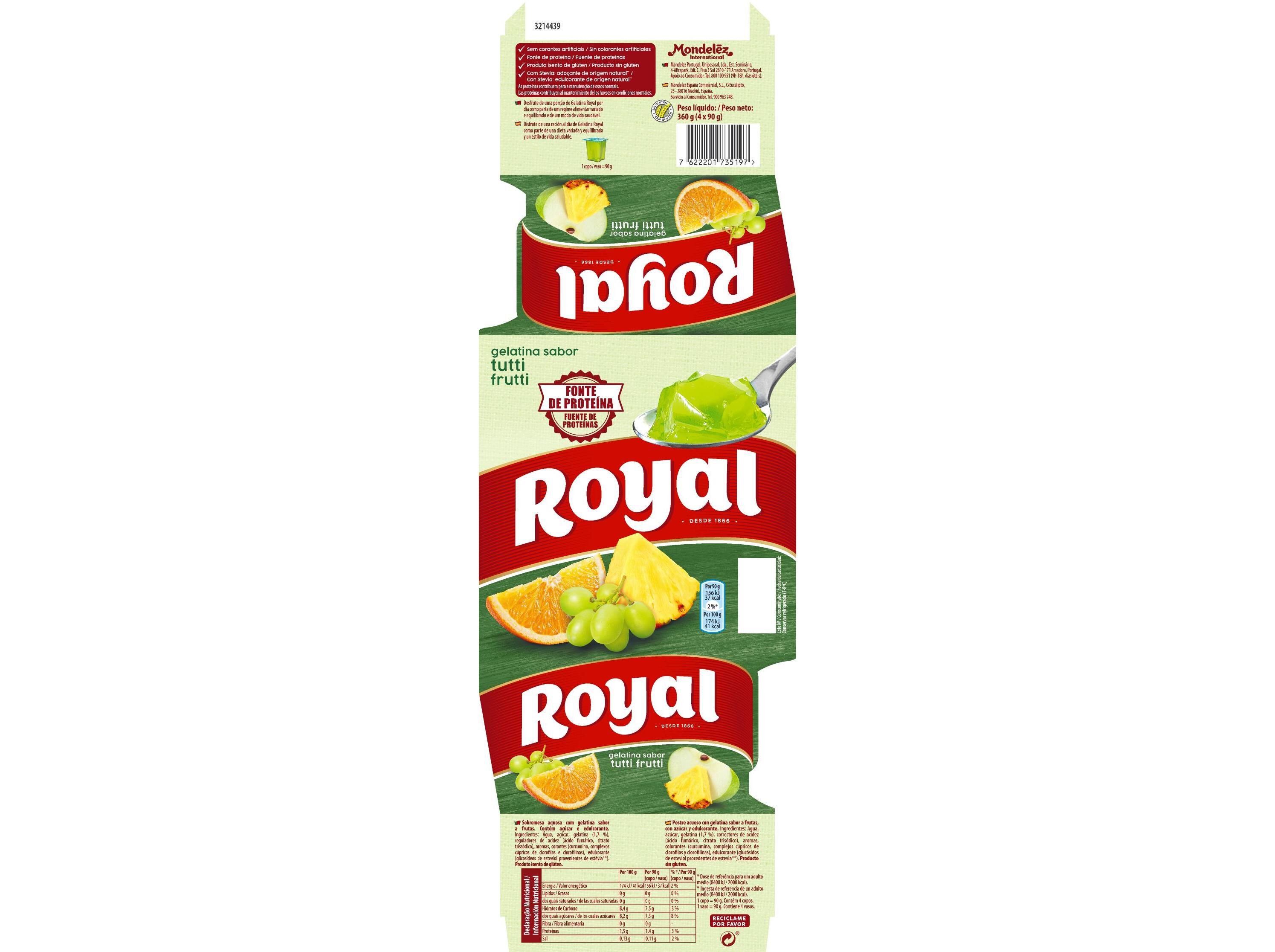 GELATINA ROYAL TUTTI FRUTTI 4X90 G image number 1
