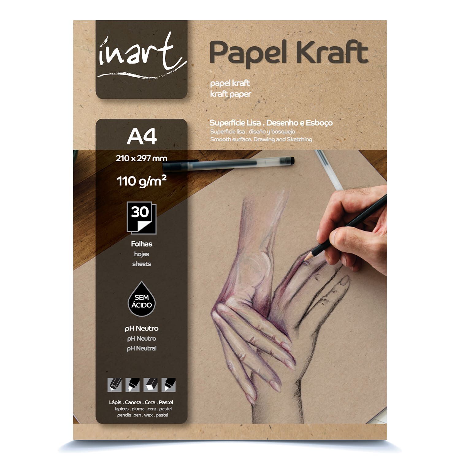 BLOCO PAPEL KRAFT INART 110GR A4 30 FOLHAS