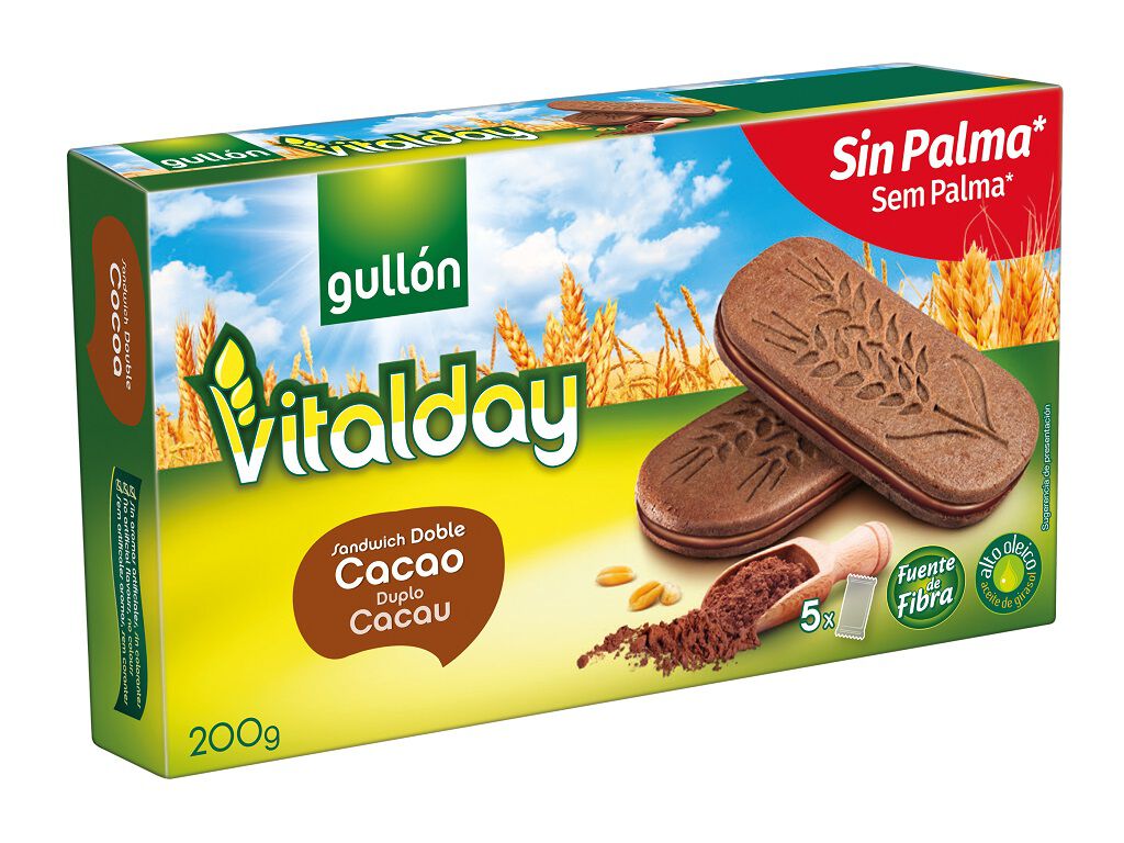 BOLACHAS GULLON VITALDAY RECHEADAS CACAU 200G image number 0