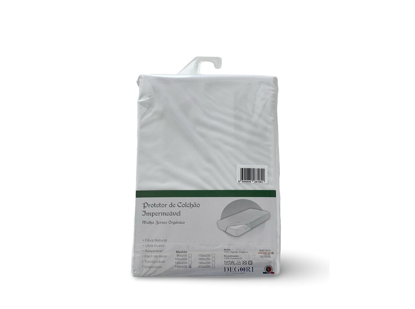 PROTETOR DE COLCH&Atilde;O JERSEY 100% ALGOD&Atilde;O BIOL&Oacute;GICO 100%POLIURETANO 140X200CM