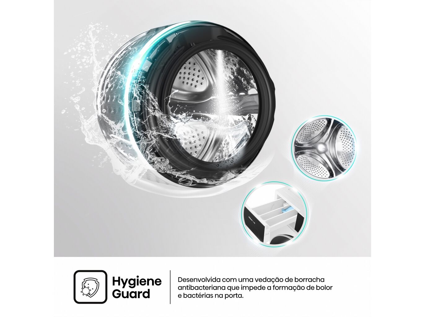 M&Aacute;QUINA DE LAVAR ROUPA HISENSE SERIE 5I WF5I8043BWF - BRANCO A 8KG A image number 12