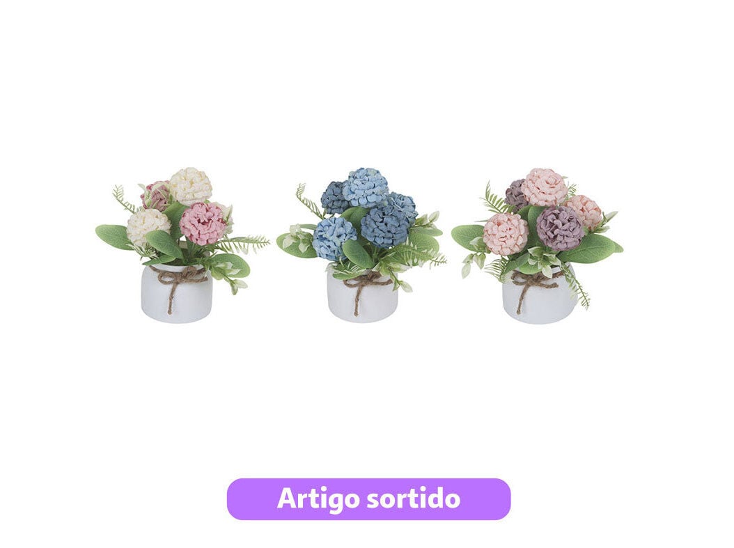 FLOR ARTIFICIAL ACTUEL COM VASO 20CM CORES SORTIDAS
