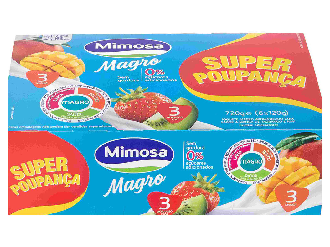 IOGURTE MIMOSA AROMA MAGRO MORANGOKIWI E MANGA LEVE 6 PAGUE 4 6X120G image number 0