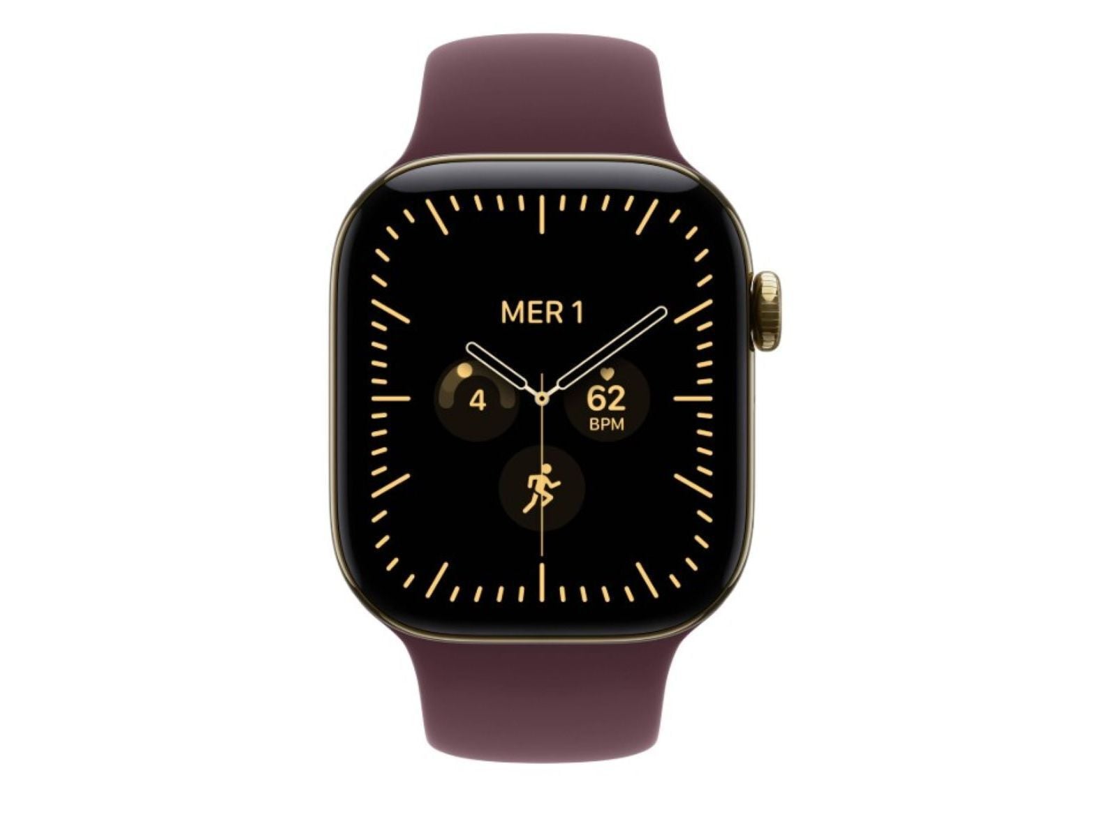 APPLE WATCH SERIES 12 42MM GPS + CELLULAR RADIANT GOLD TITANIUM CASE COM SPORT BAND BURGUNDY - S/M image number 1