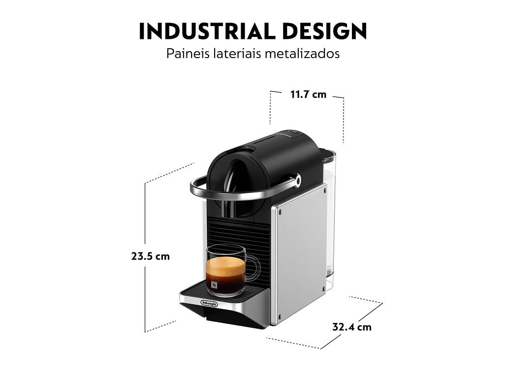 M&Aacute;QUINA DE CAF&Eacute; NESPRESSO DE'LONGHI PIXIE EN127.S INOX 19 BAR 1260W image number 3