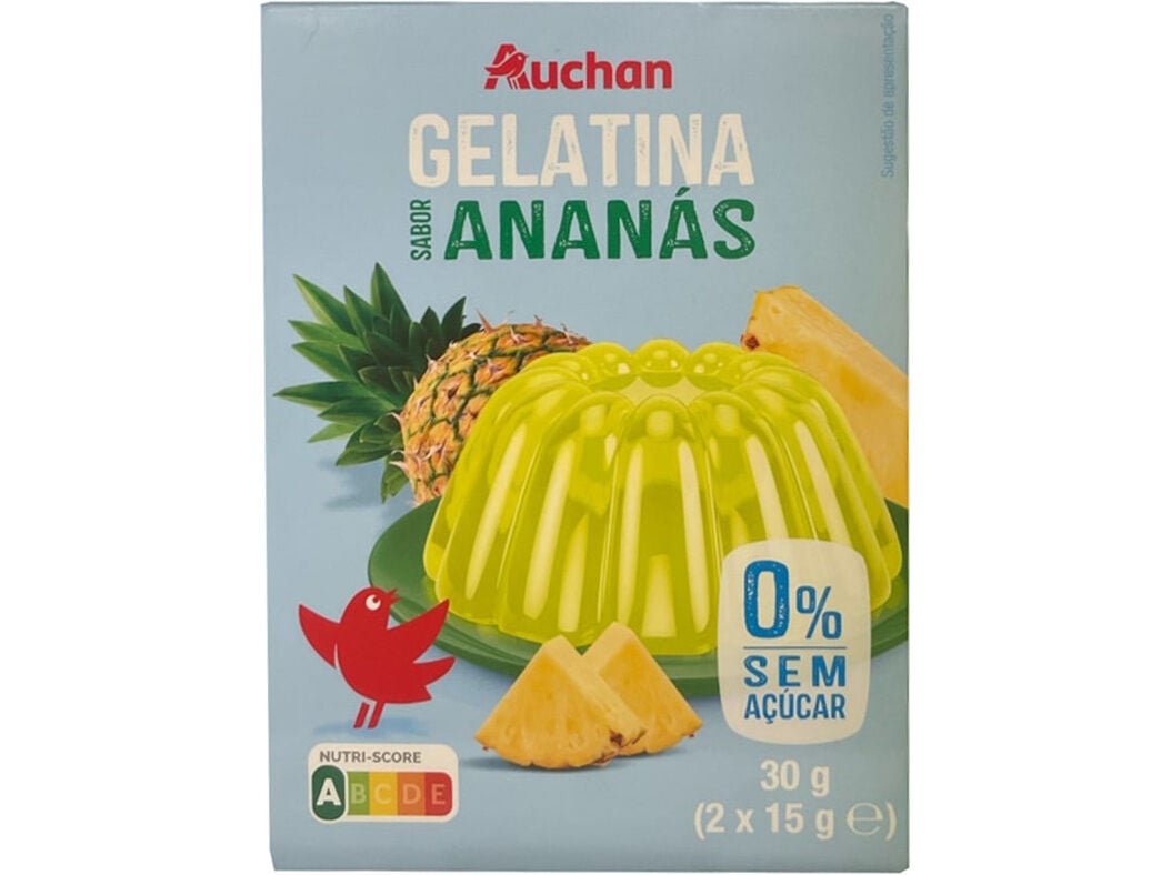 GELATINA AUCHAN SEM A&Ccedil;&Uacute;CAR ANAN&Aacute;S 2X15G