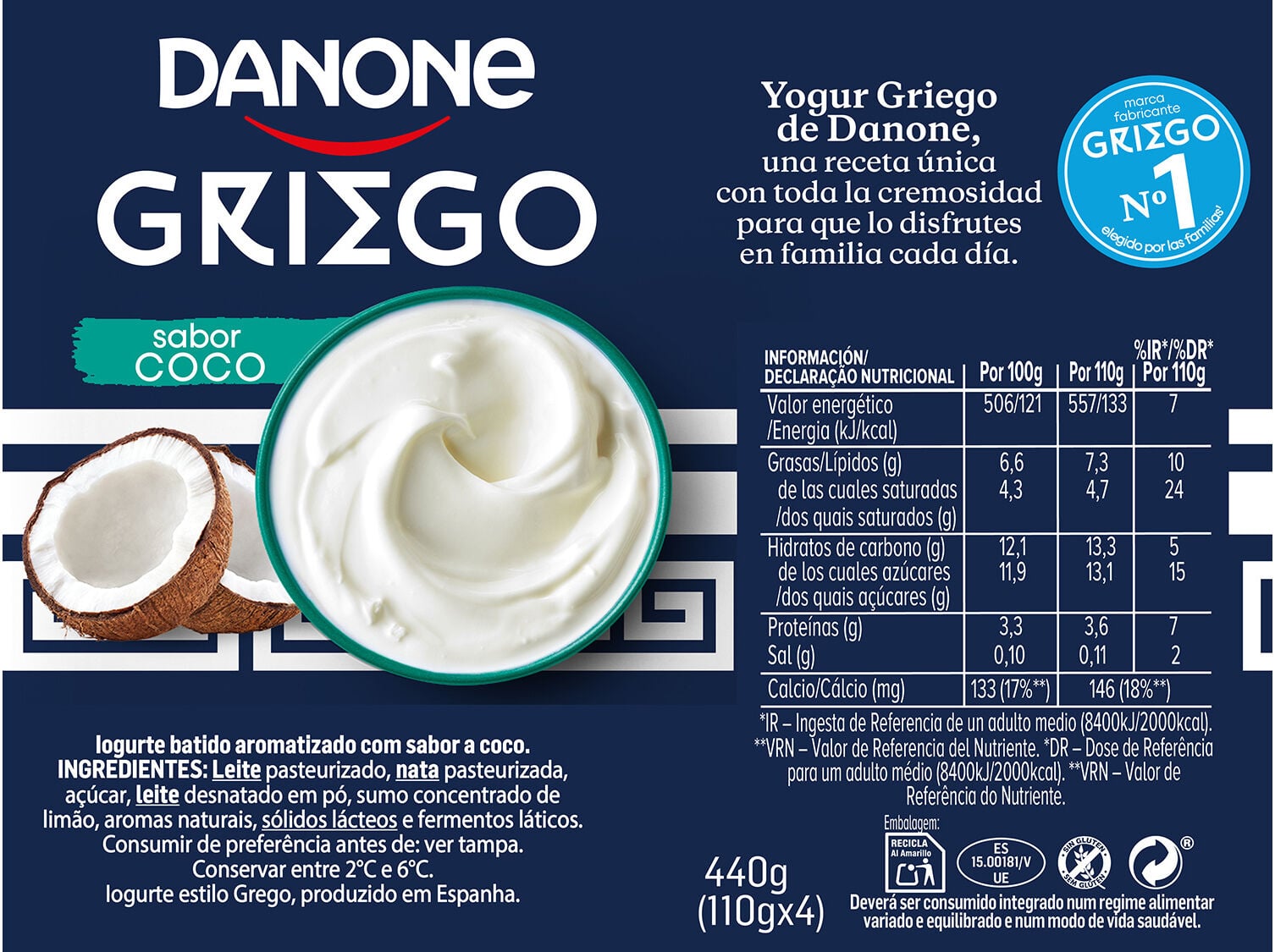 IOGURTE DANONE GREGO COCO 4X110G image number 1
