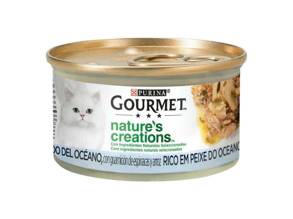 COMIDA H&Uacute;MIDA PARA GATO GOURMET NATURES CREATIONS COM PEIXE 85G image number 0