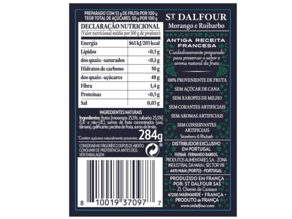 DOCE ST.DALFOUR MORANGO E RUIBARBO 284 G image number 1
