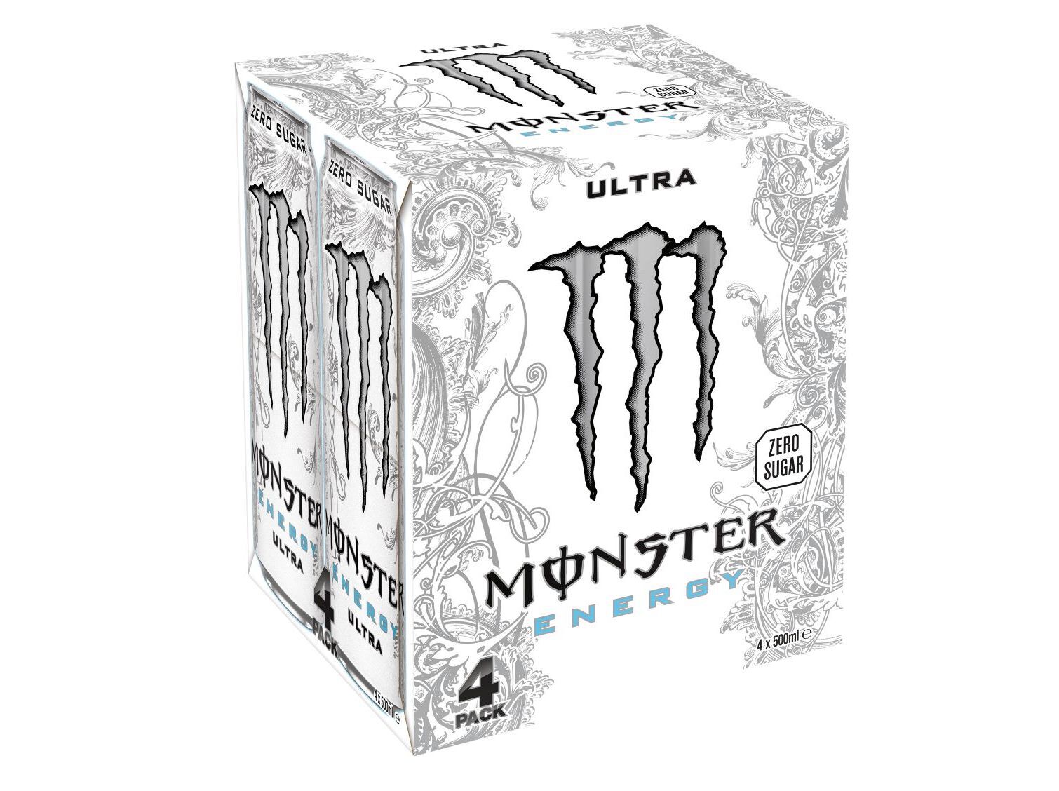 BEBIDA ENERG&Eacute;TICA MONSTER ULTRA WHITE ZERO 4X0.50L image number 1