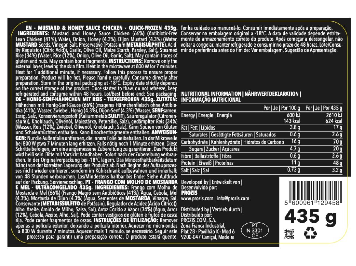 REFEI&Ccedil;&Atilde;O HIPERPROTEICA PROZIS FRANGO MEL E MOSTARDA 435G image number 1