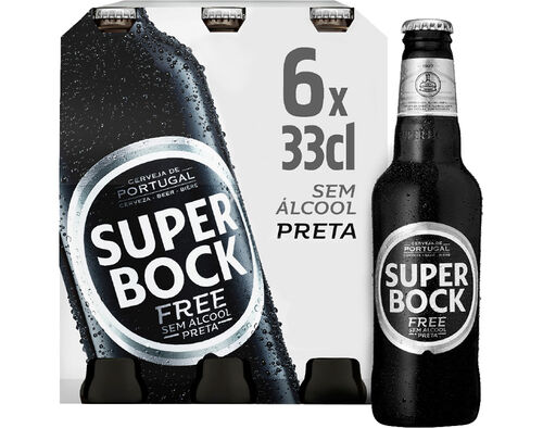 CERVEJA SUPER BOCK SEM ÁLCOOL PRETA 6X0.33L image number 0