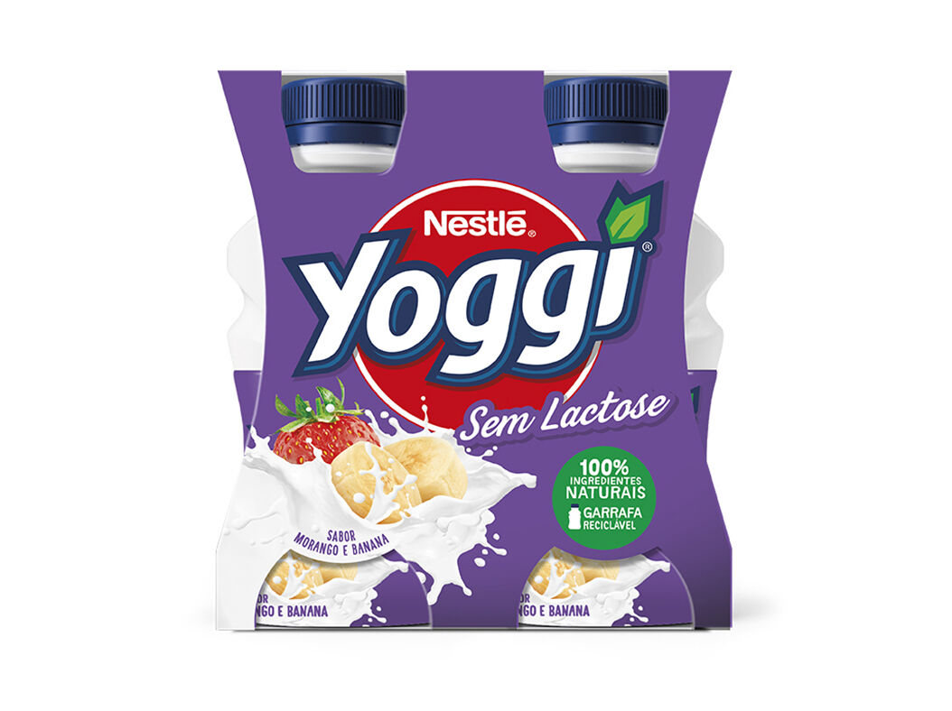 IOGURTE YOGGI L&Iacute;QUIDO SEM LACTOSE MORANGO-BANANA 4X160G