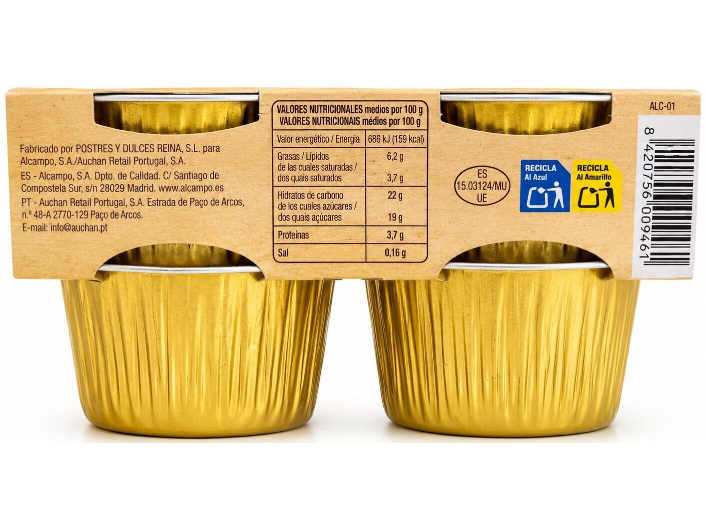 PUDIM FLAN AUCHAN DOCE DE LEITE SEM GL&Uacute;TEN 4X100G image number 3
