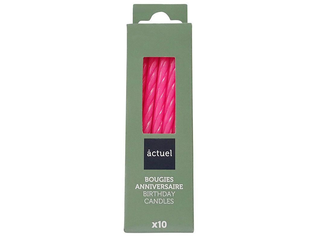 VELAS DE ANIVERS&Aacute;RIO ACTUEL ROSA PACK 10 UNIDADES