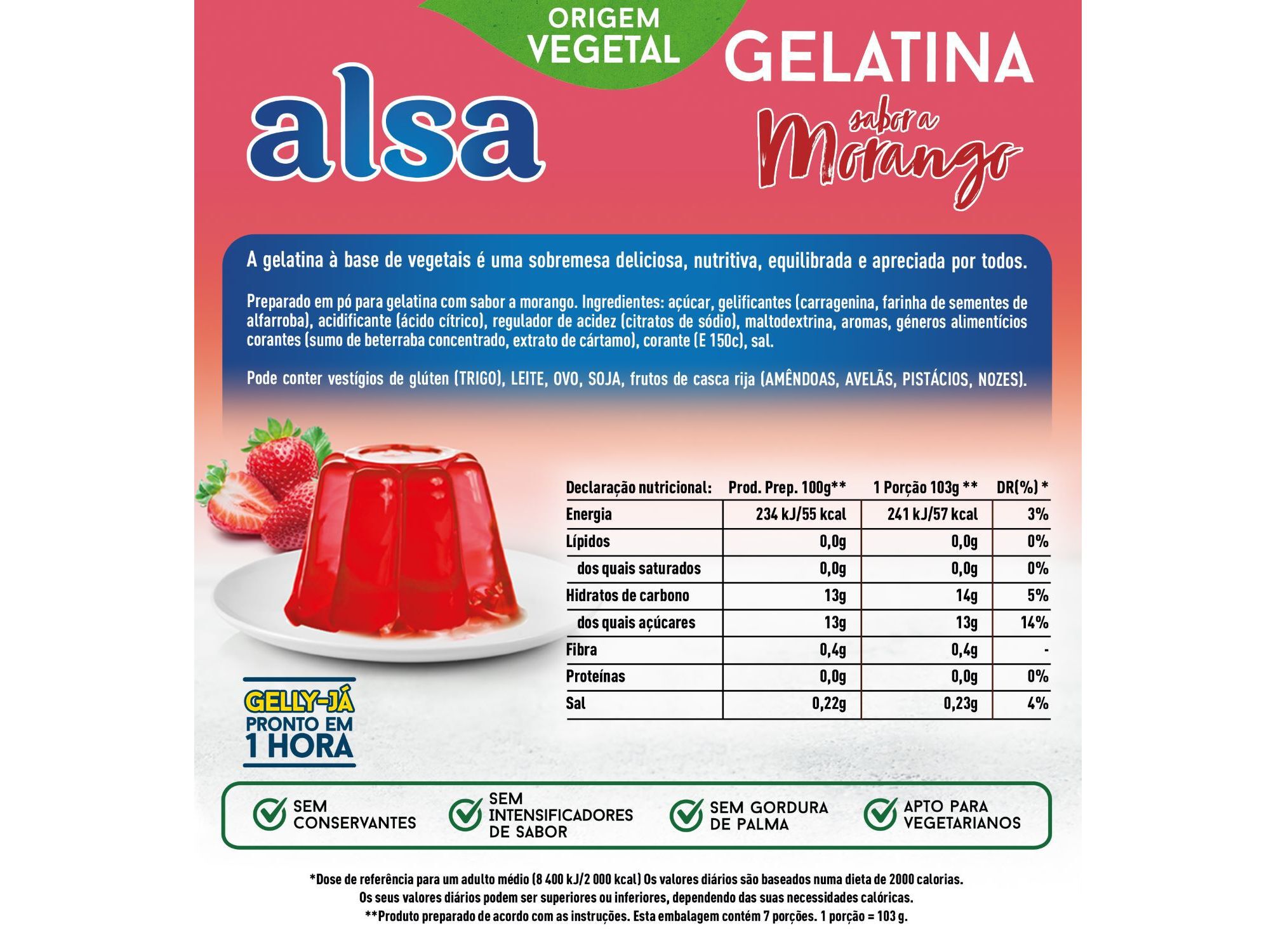 GELATINAS ALSA MORANGO 105 G image number 1