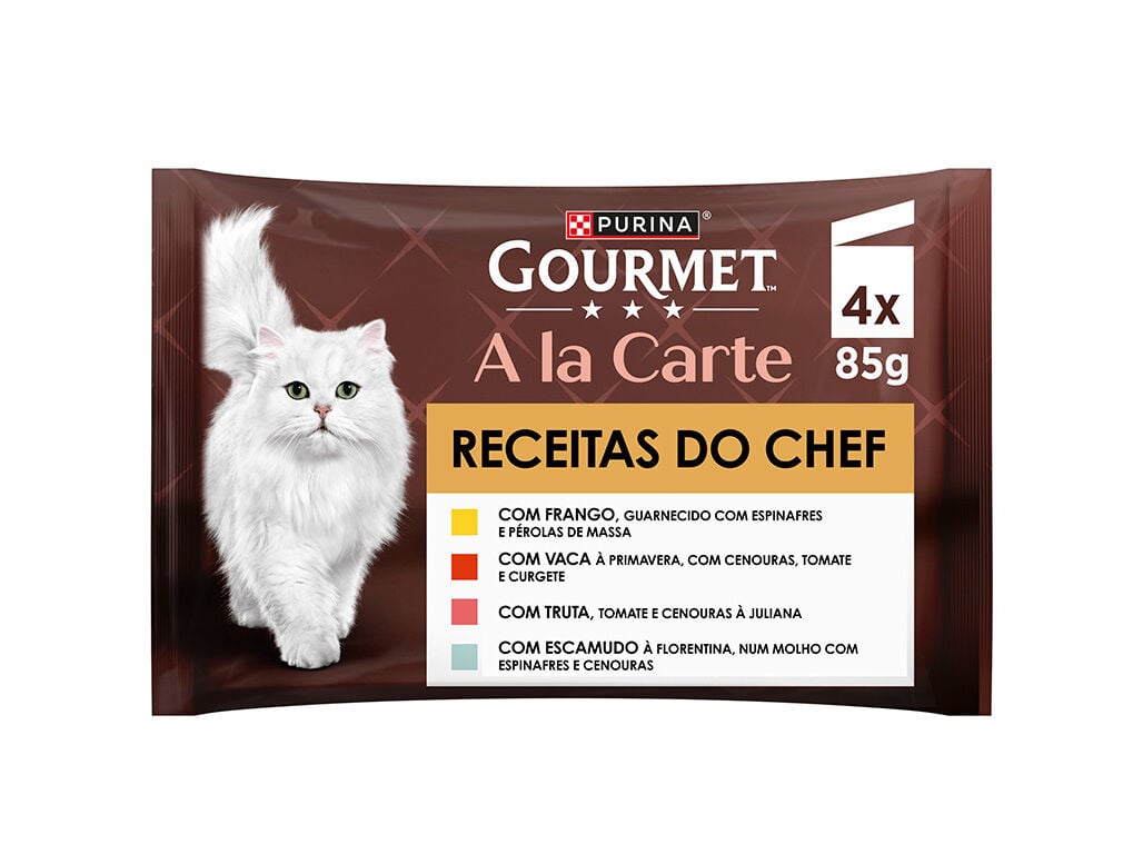 COMIDA H&Uacute;MIDA PARA GATO GOURMET A LA CARTE COM CARNE 4X85G image number 0