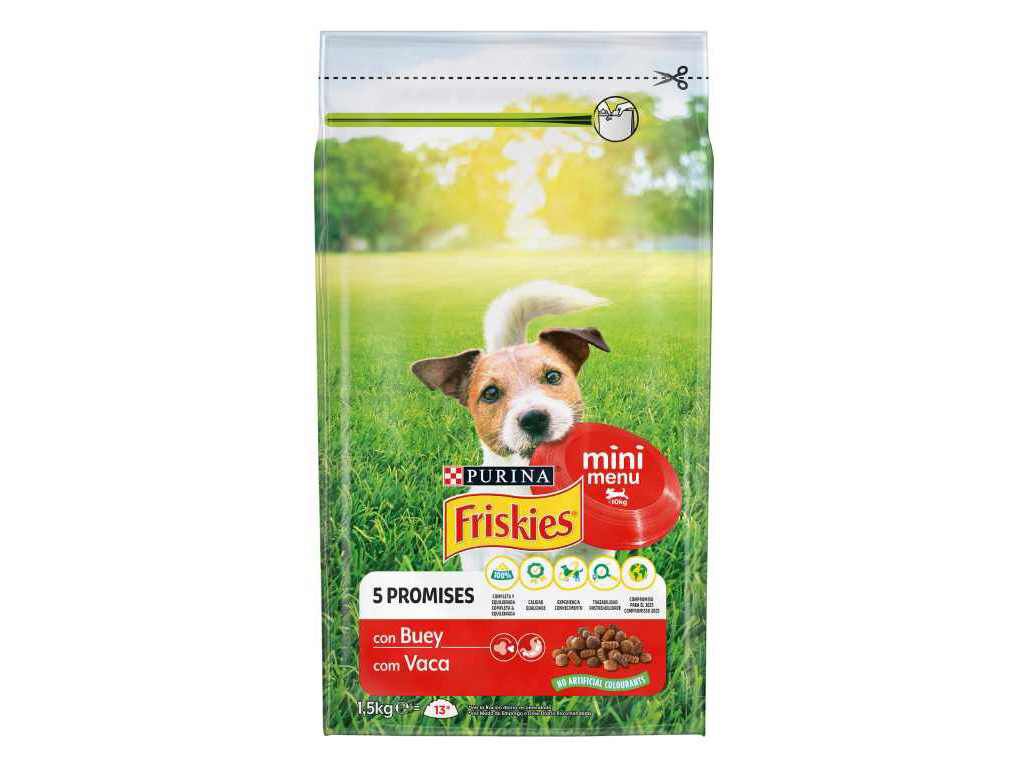 RA&Ccedil;&Atilde;O PARA C&Atilde;O FRISKIES MINI MENU VACA 1.5KG