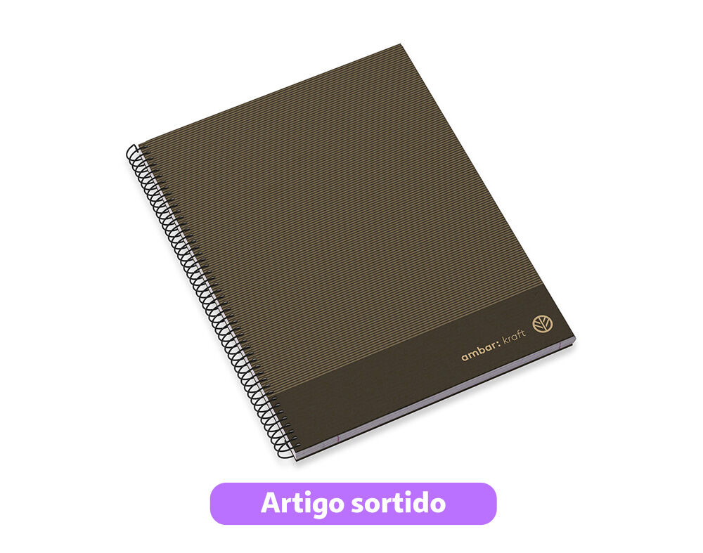 CADERNO ESPIRAL A4 AMBAR KRAFT CAPA DURA PAUTADO CORES SORTIDAS image number 1