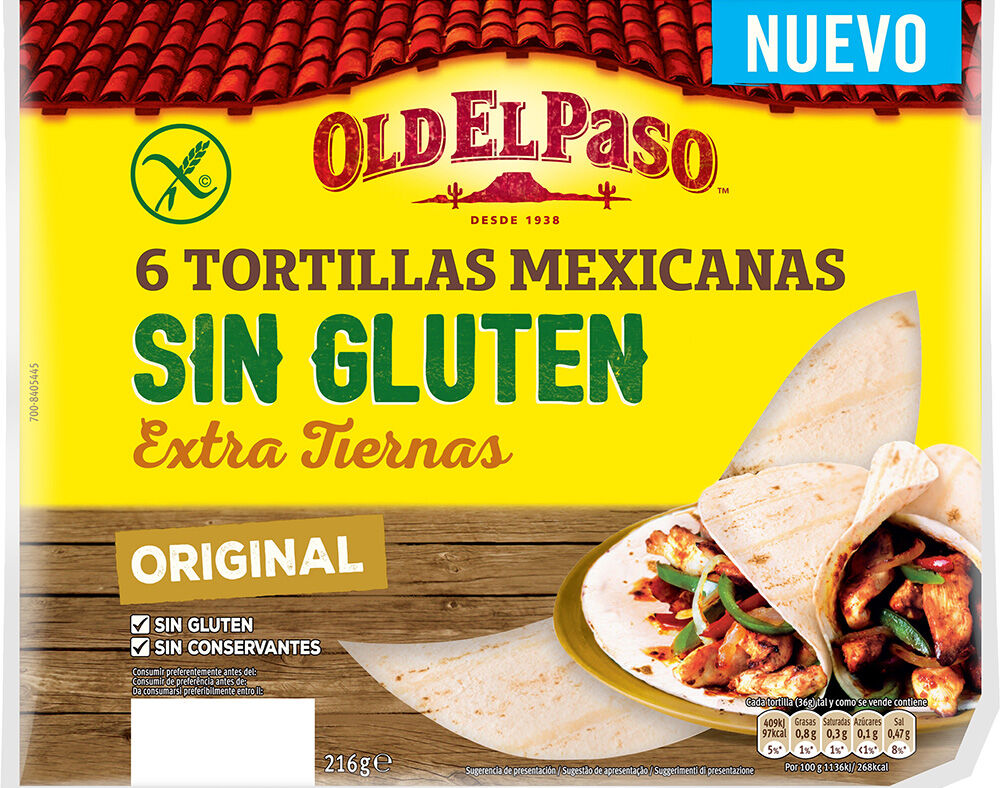 TORTILHAS OLD EL PASO SEM GL&Uacute;TEN 216G