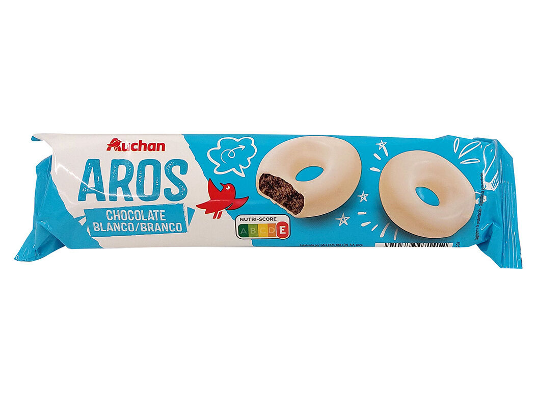 BOLACHA AROS AUCHAN CHOCOLATE BRANCO 128G image number 0