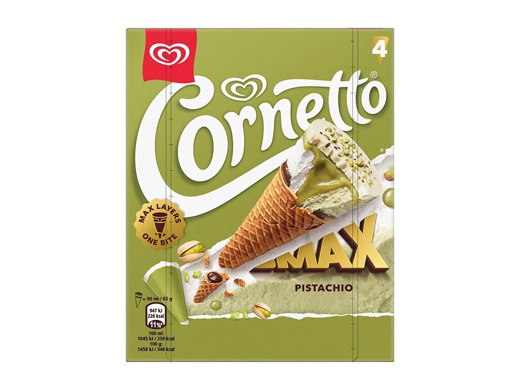 GELADO CORNETTO PISTACHIO 4X90ML image number 0