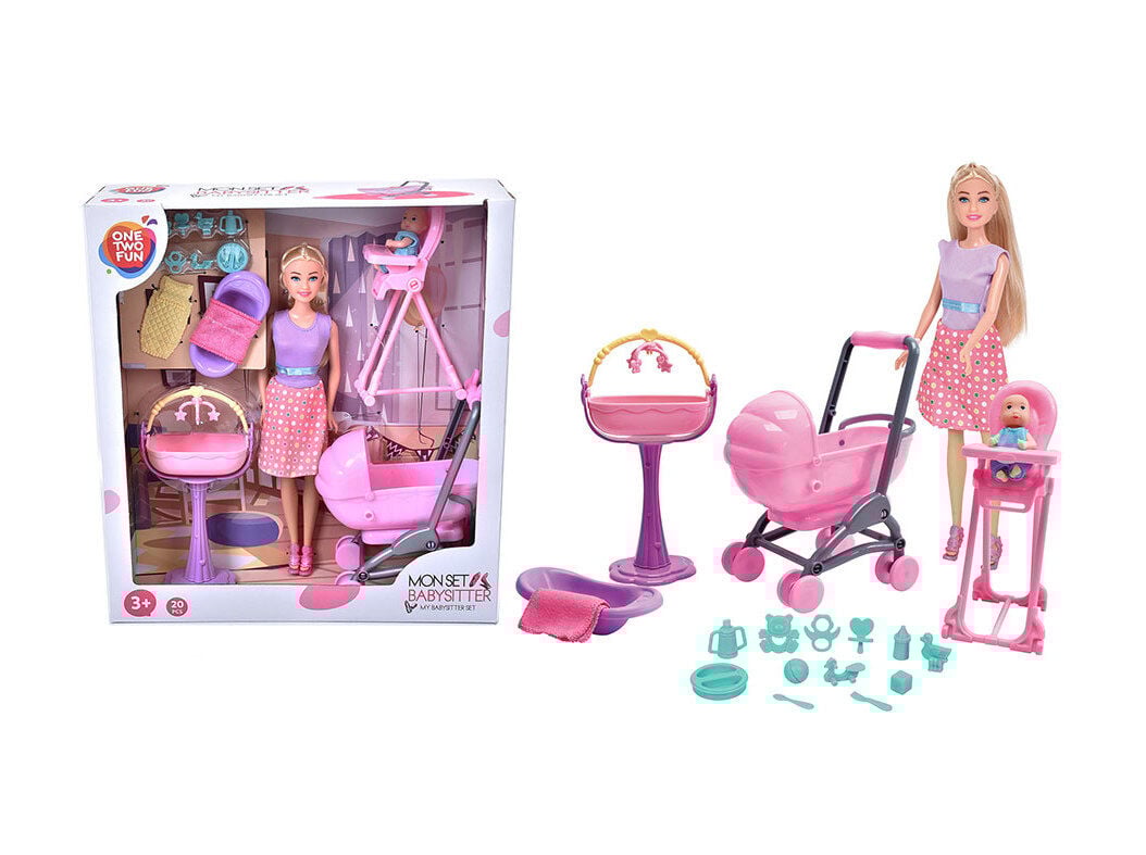 BONECA BABYSITTER ONE TWO FUN COM ACESS&Oacute;RIOS 29CM