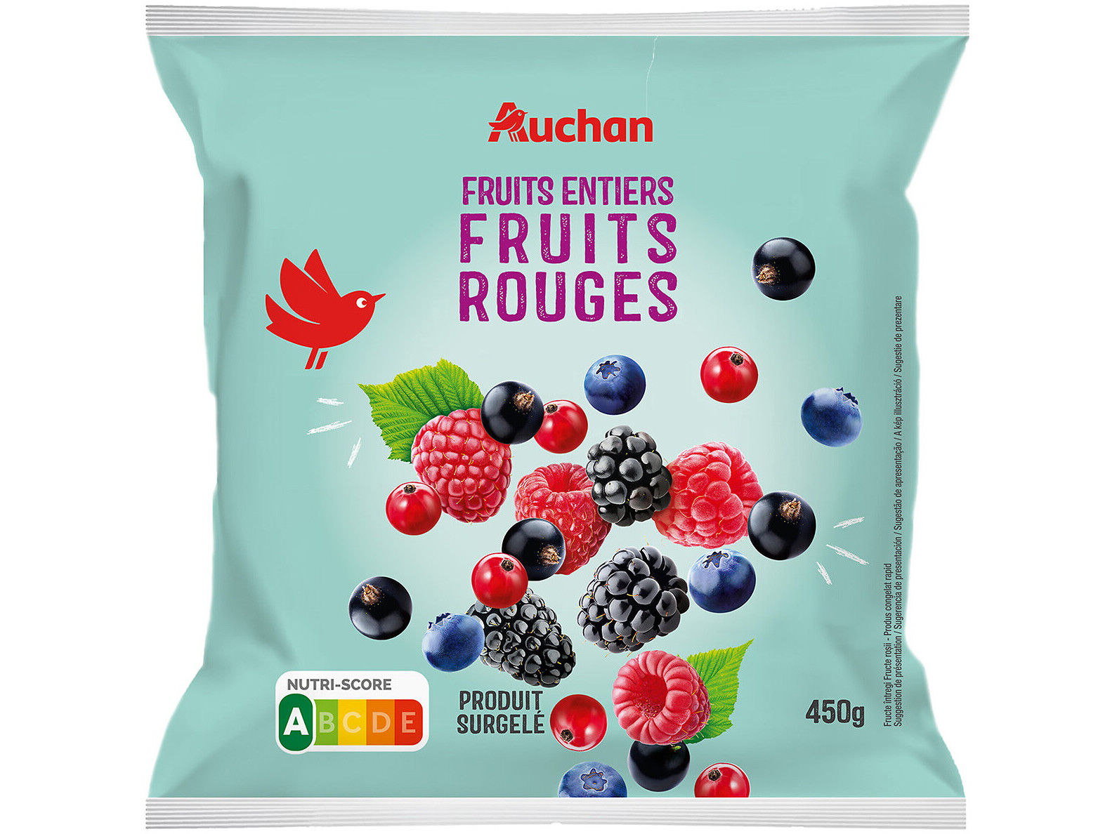 FRUTOS VERMELHOS AUCHAN INTEIROS ULTRACONGELADOS 450G