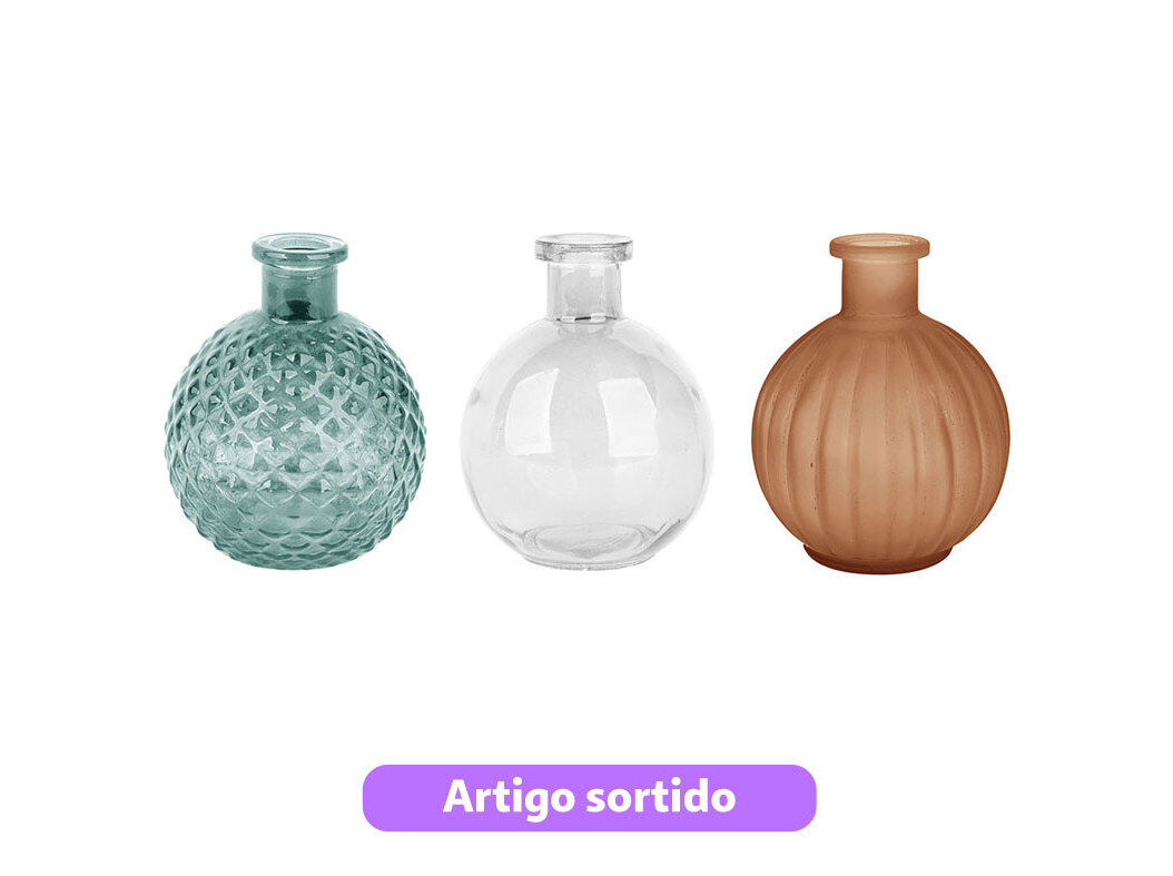 JARRA VIDRO FORMA BOLA ACTUEL ALT11CM CORES SORTIDAS