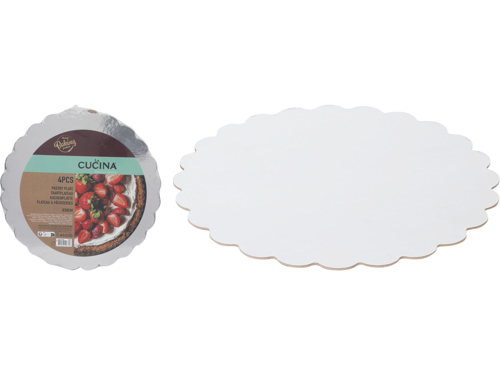 CONJUNTO 4 PRATOS PARA BOLO CART&Atilde;O 30CM image number 1