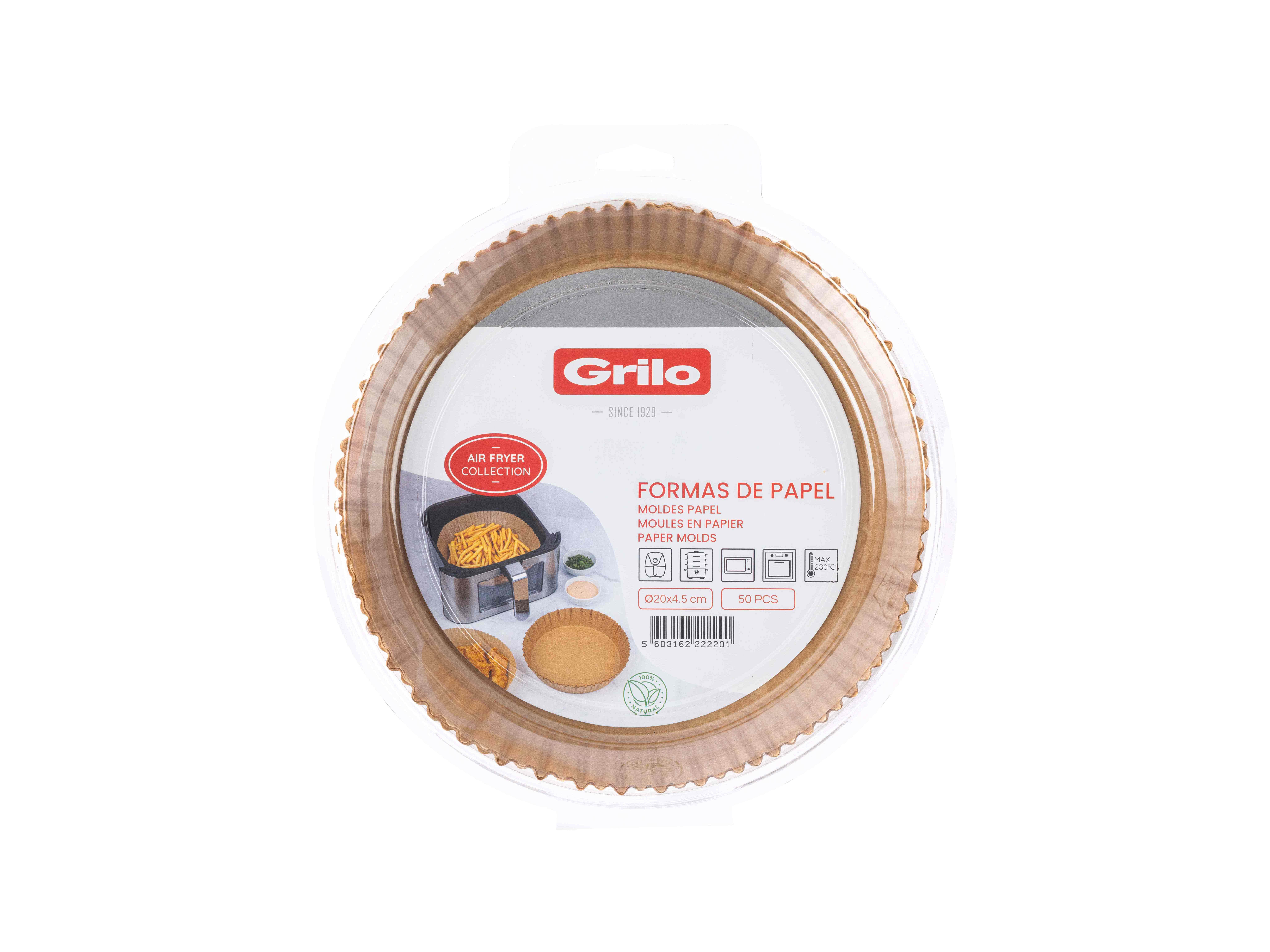 FORMAS AIR FRYER PAPEL REDONDAS GRILO 20X4.5CM