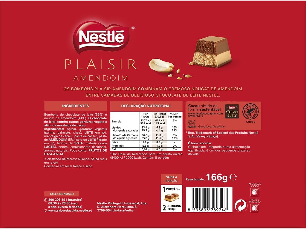 BOMBONS NESTL&Eacute; PLAISIR AMENDOIM 166 G image number 1