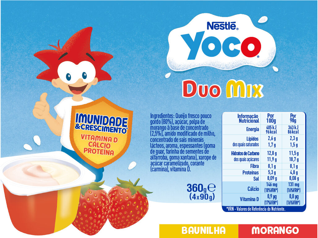 INFANTIL YOCO DUO MIX MORANGO E BAUNILHA 4X90G image number 1
