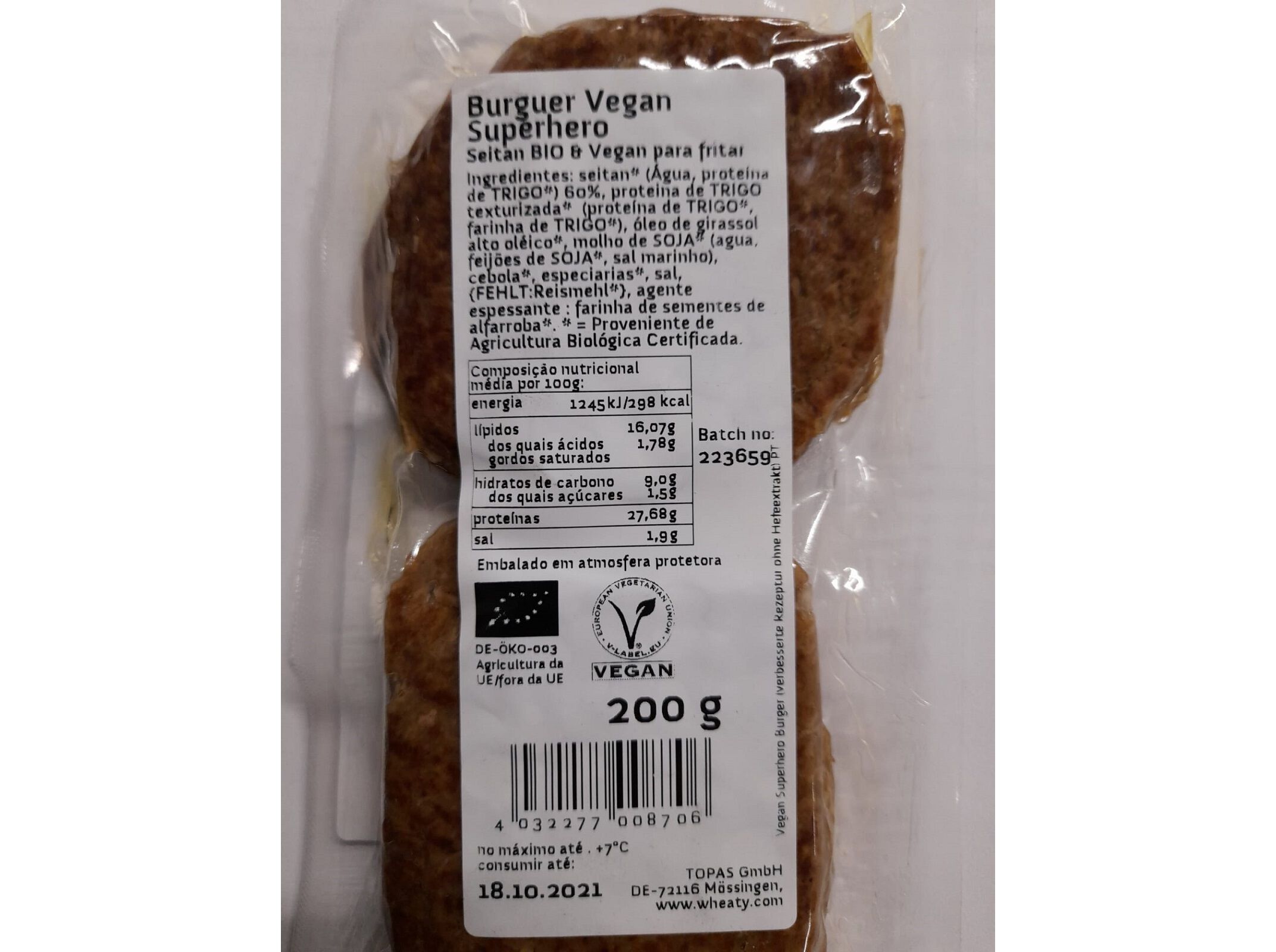 HAMB&Uacute;RGUER WHEATY SUPER HERO VEGAN BIO 200 G image number 1