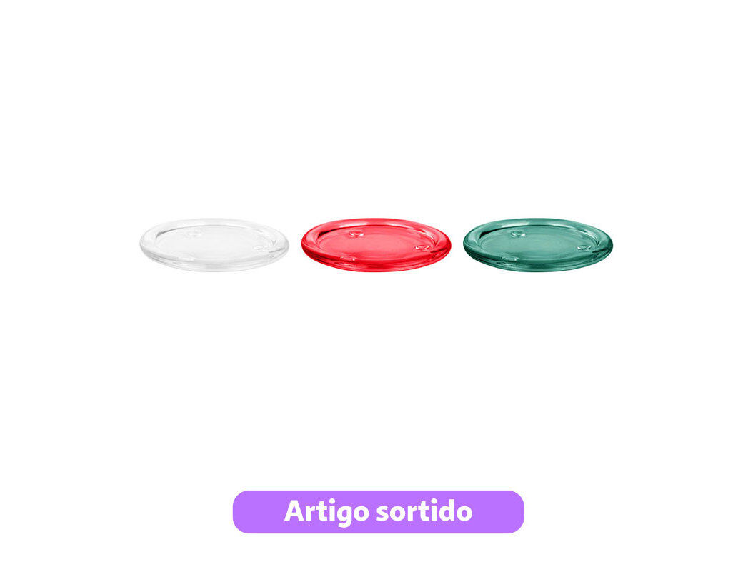 BASE VELA ACTUEL VIDRO 10X1.3CM CORES SORTIDAS