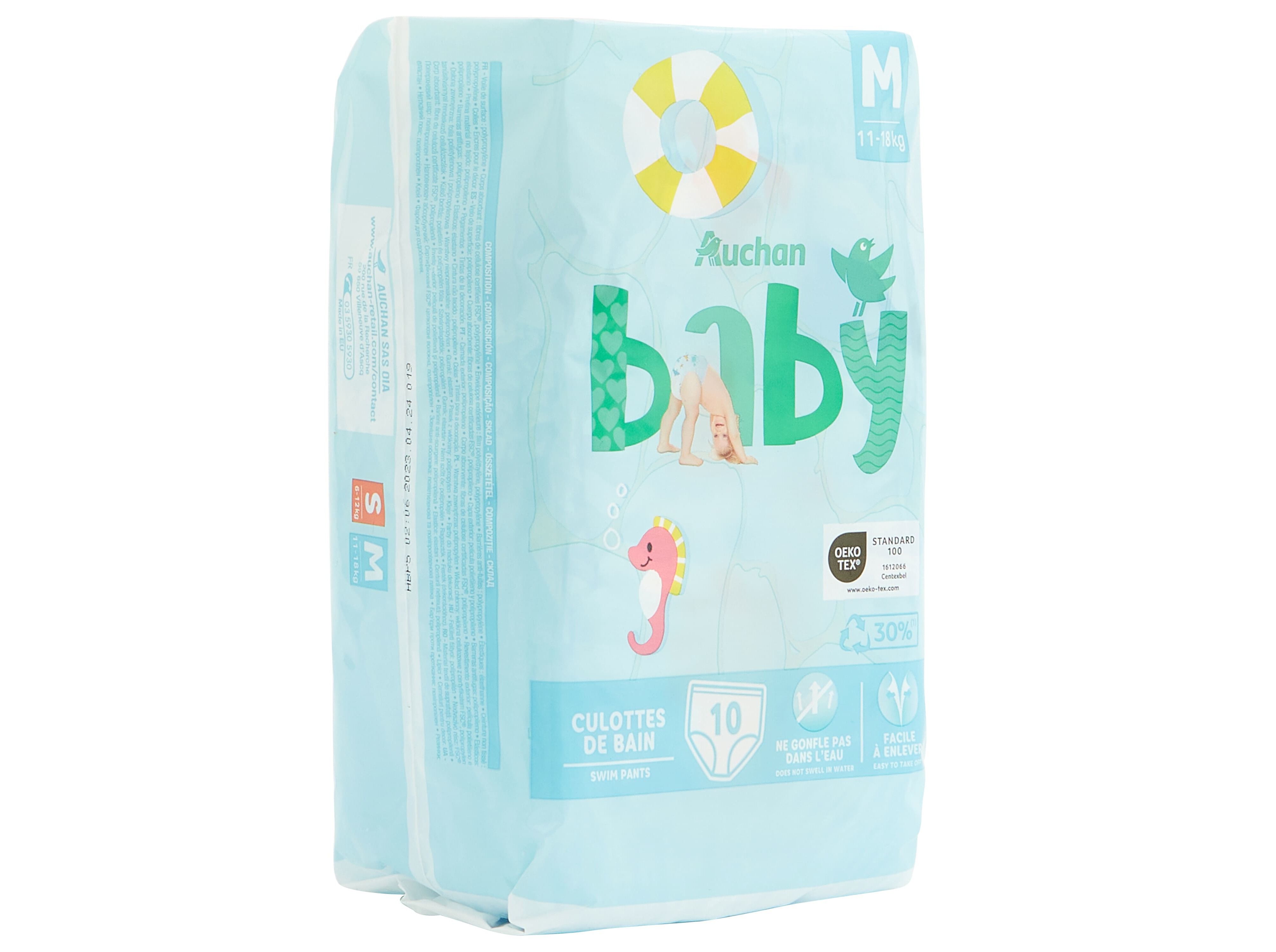 CUECAS DE BANHO AUCHAN BABY TAMANHO M 11-18KG 10UN image number 2