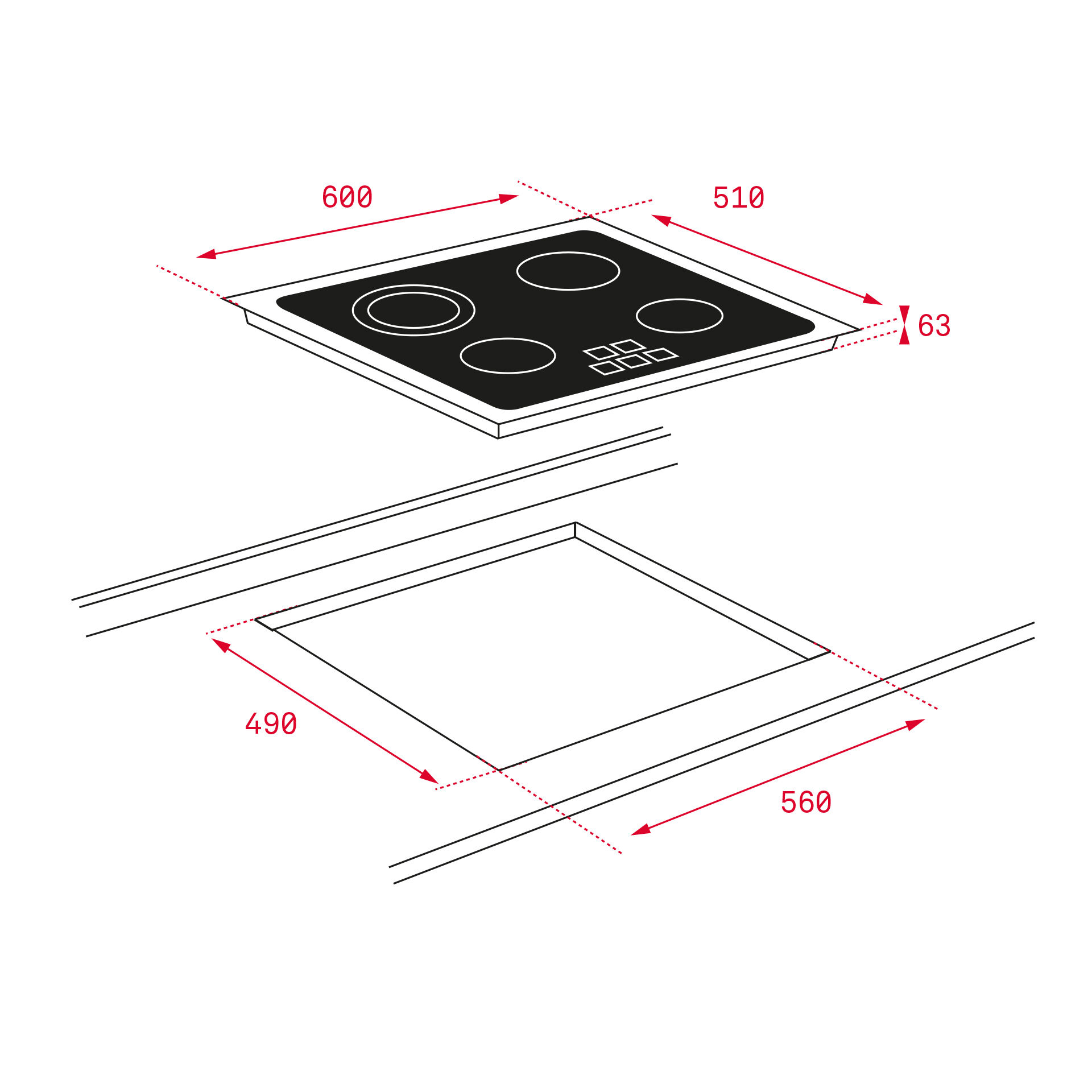 PLACA VITROCER&Acirc;MICA TEKA TZ PRO 6415 PRETO 4 ZONAS 60CM image number 1