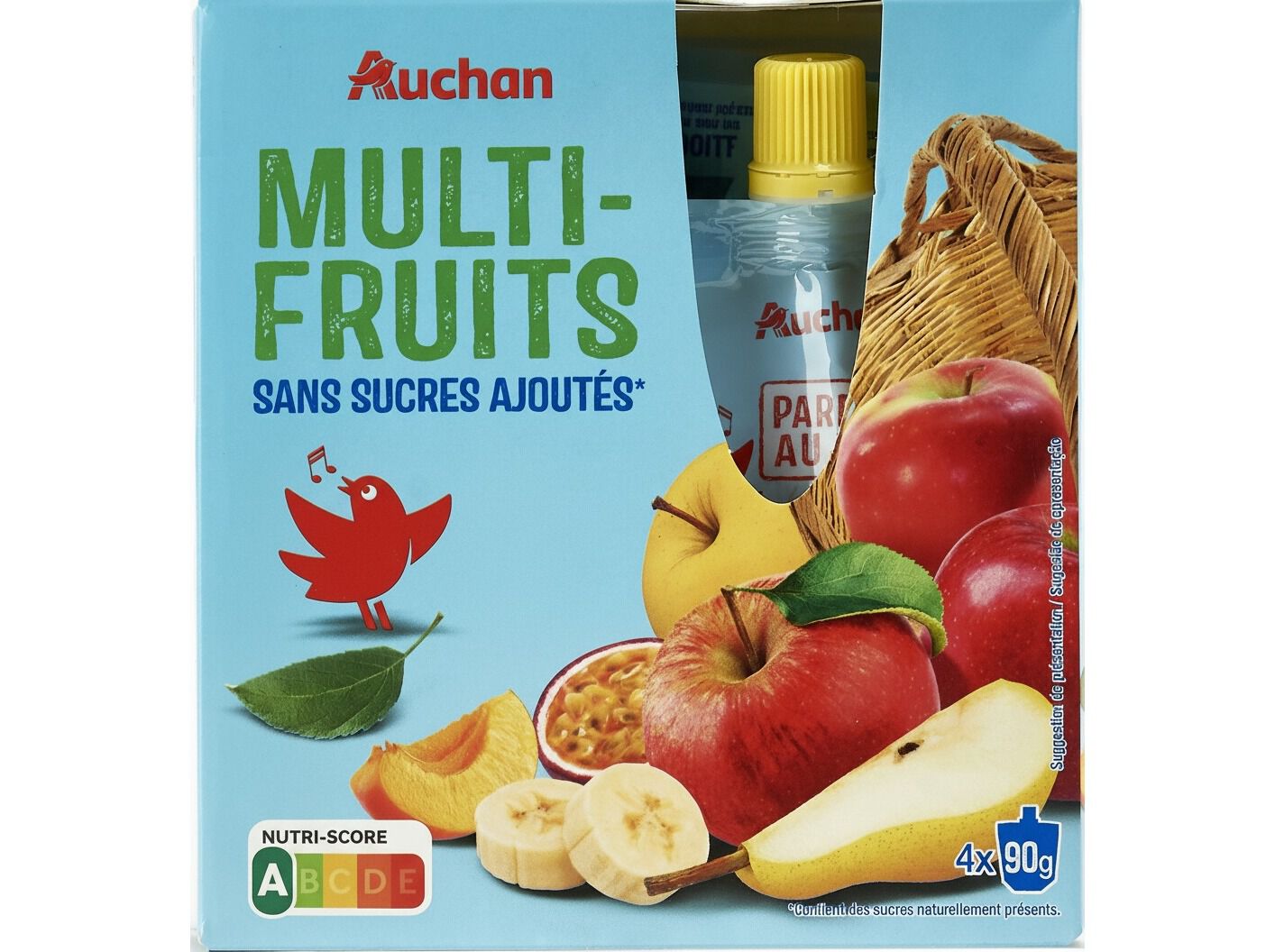 PUR&Eacute; AUCHAN MULTIFRUTOS 360G (4X90G)