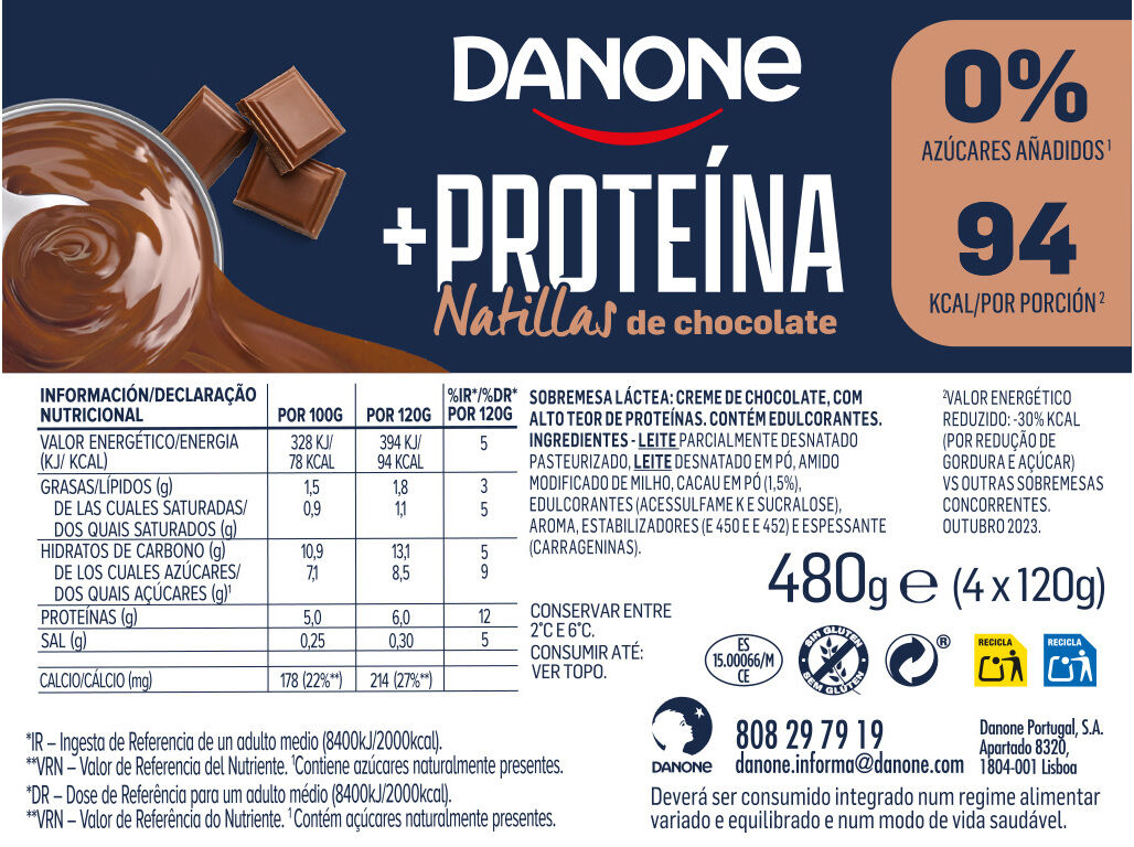 SOBREMESA DANONE PROTE&Iacute;NA CHOCOLATE 4X120G image number 1