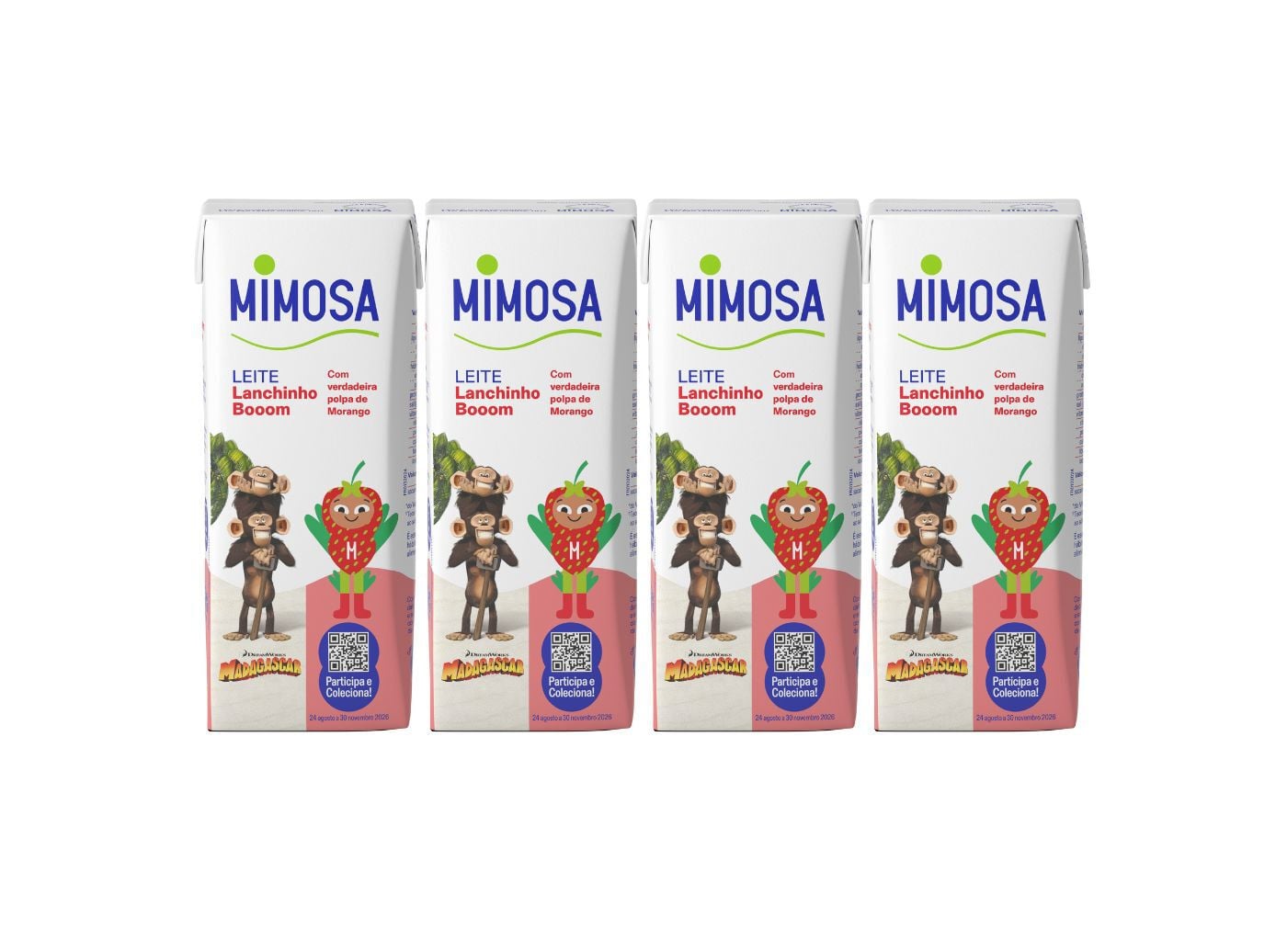 LEITE MIMOSA UHT POLPA DE MORANGO 4X200ML