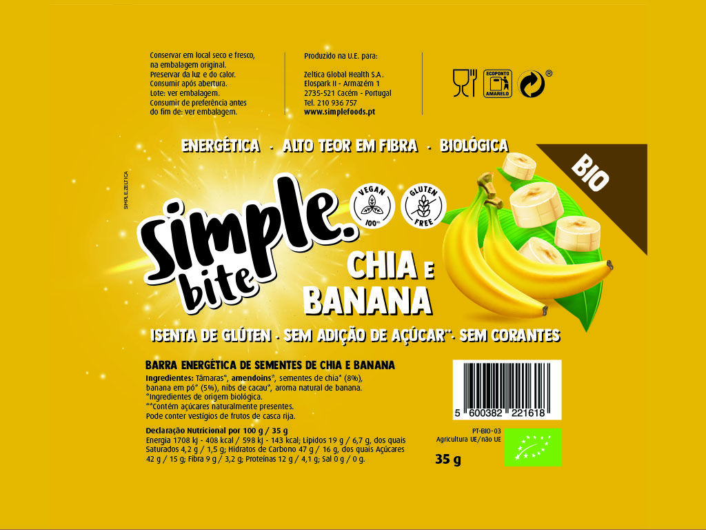 BARRA SIMPLE CHIA E BANANA BIO BITE 35G image number 1