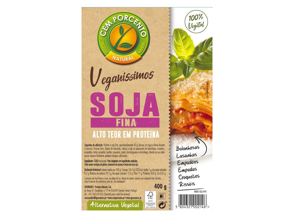 SOJA CEM PORCENTO FINA 400G image number 1